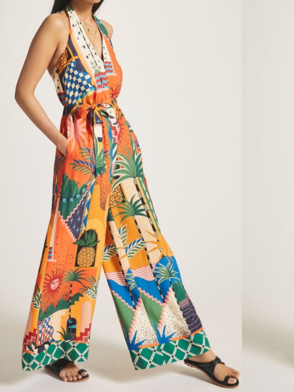 FARM Rio Printed Halter Jumpsuit